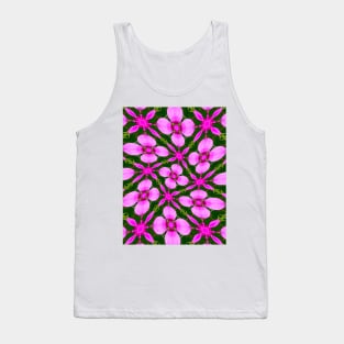 Bright Pink Flower Pattern Tank Top